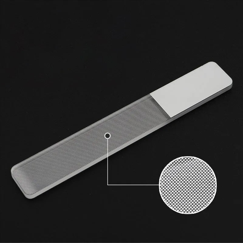 Transparent nano glass nail file 9 x 1.3 x 0.2 cm for physical nail polishing without polish