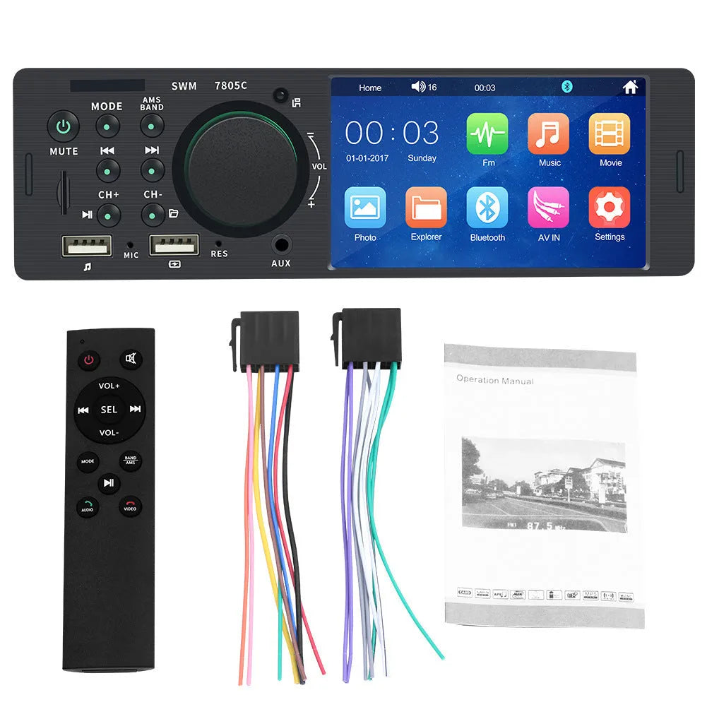 Car MP5 4.1-inch touch screen with reversing image and seven colour button light