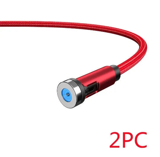 Essager rotating magnetic USB charging cable with blue LED light showing 360-degree rotation