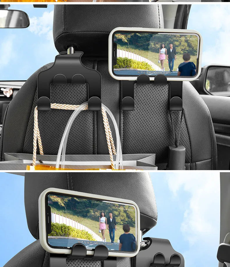 ABS car multifunction hook and mobile phone bracket two-piece set for vehicle organisation