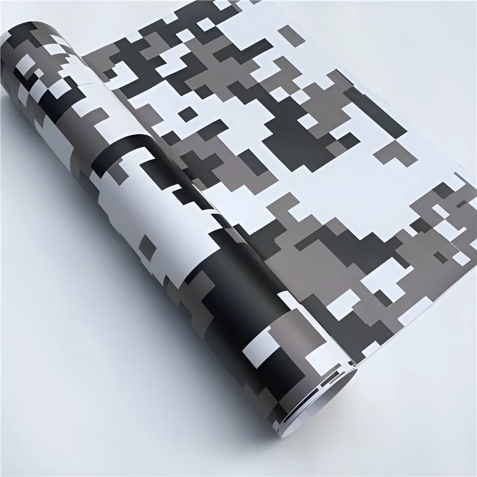Digital camouflage colour changing film roll in blue colour on white background showing texture