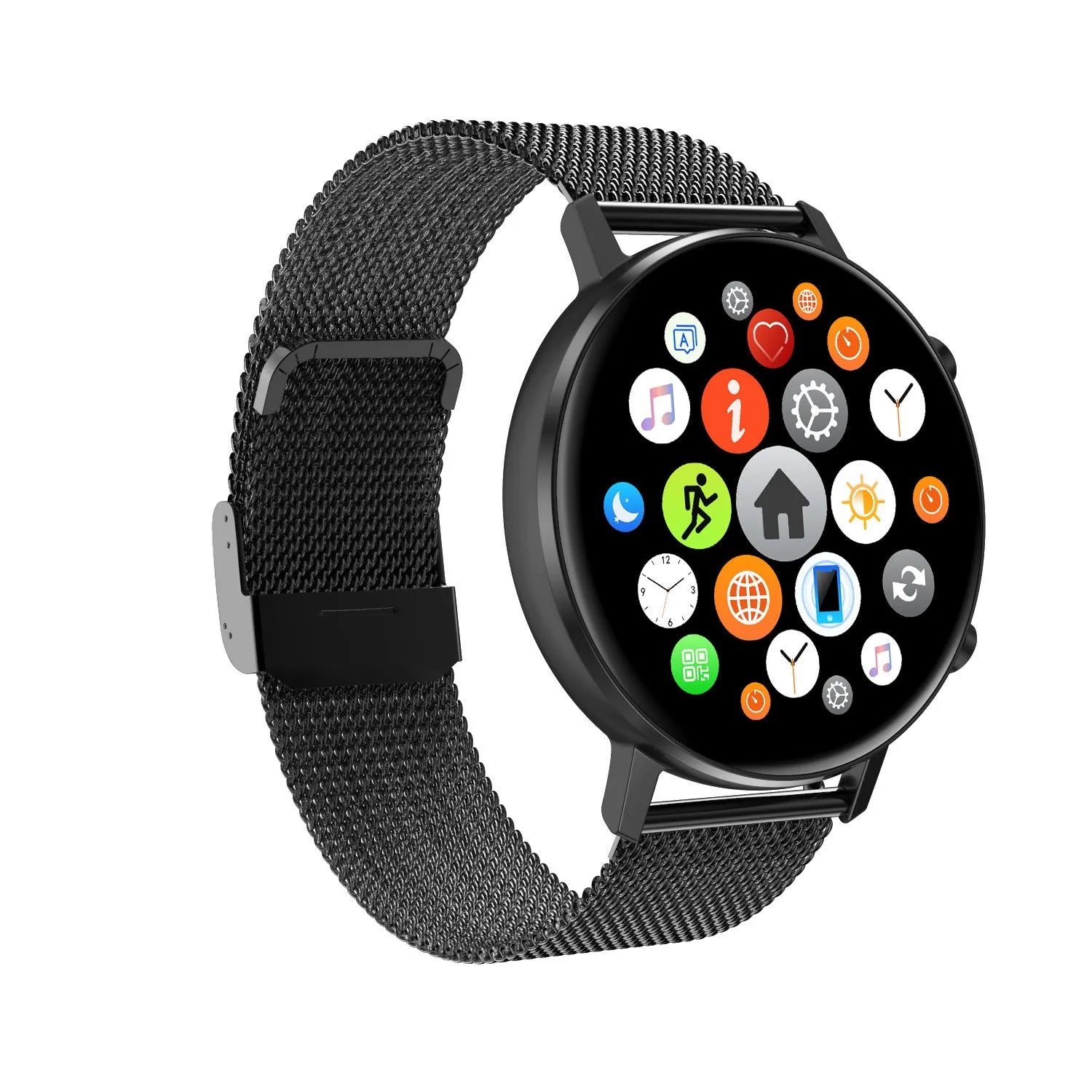 DT96 smart bracelet with 1.3-inch display and steel strap in black, rose gold, or silver