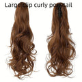 Curly high ponytail wig with big hair claw in black, 50 cm long synthetic fibre