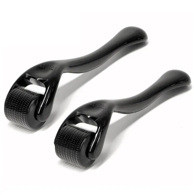 Black 540 microneedle beard roller with 304 stainless steel needles, 16.5 x 4.5 x 4cm, 90g, PC handle