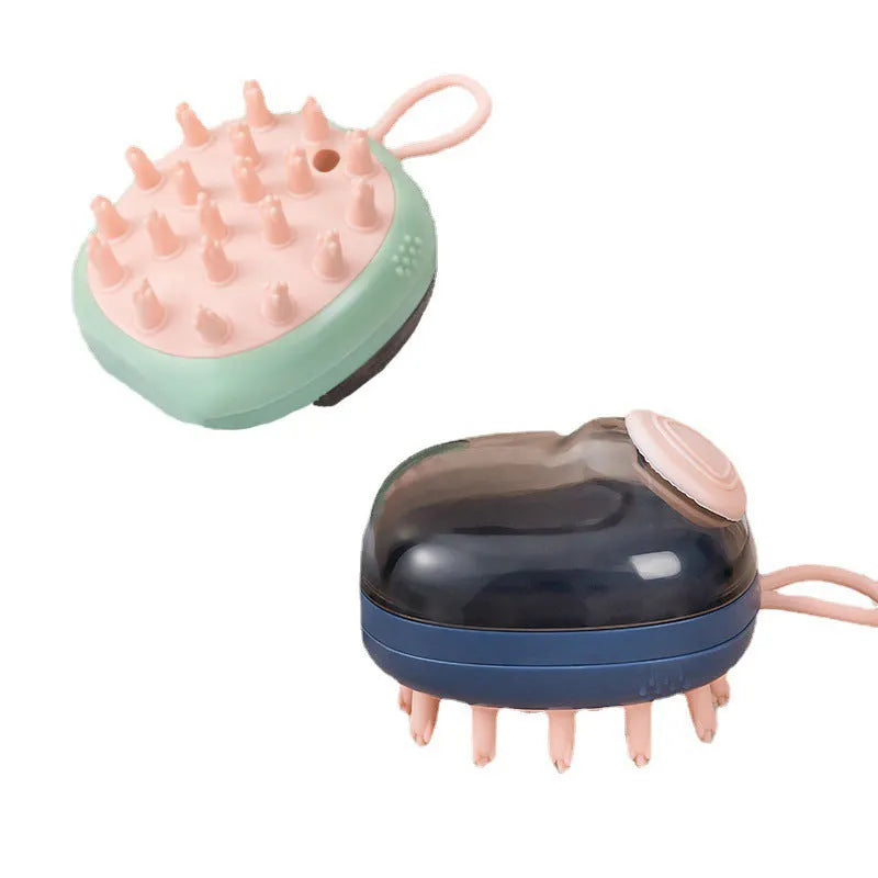 2 in 1 pet bath brush with shampoo dispenser, silicone massage head, non-slip grip, blue or green, 85g