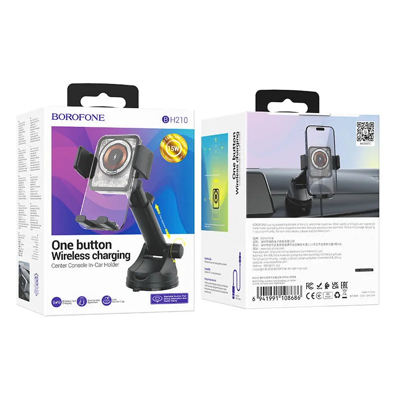 Black car mobile phone bracket magnetic wireless fast charger dashboard fixed support with anti-shake for 4.5-7.0 inch phones