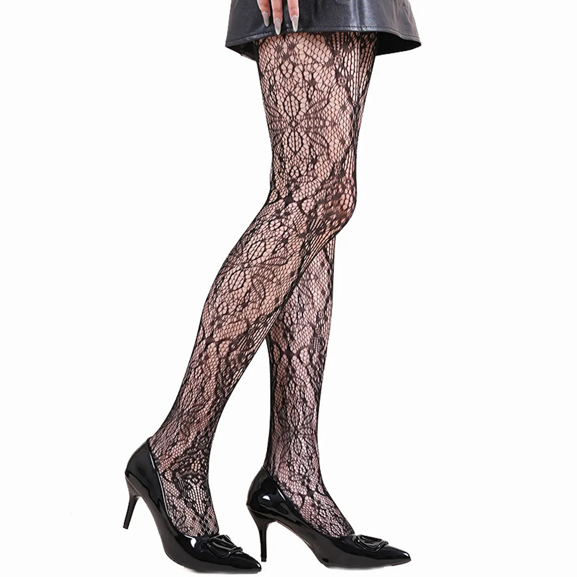Halloween spider web leopard print fishnet stockings in free size nylon, anti-snagging women's hosiery