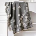 Mid-length 185x65cm imitation cashmere scarf with tassels in grey, black, blue, or khaki colours