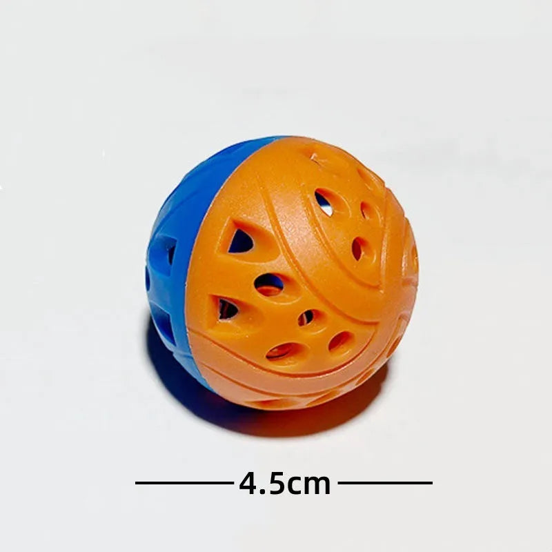 Colored plastic bell mesh hollow sound cat teasing ball in rainbow colour