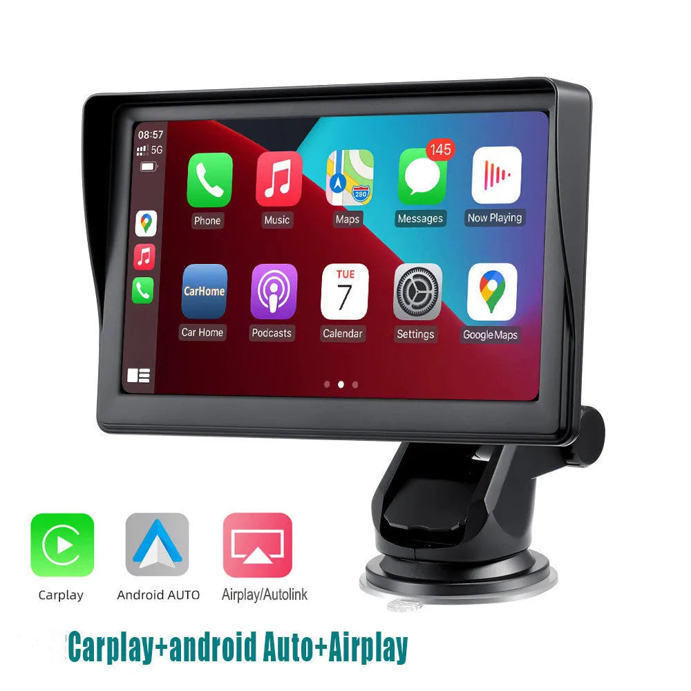 7-inch portable car smart display with wireless Carplay mounted on windshield