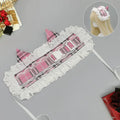 Cloth plaid hair band with release buckle featuring Lingge cat print in gray, medium size