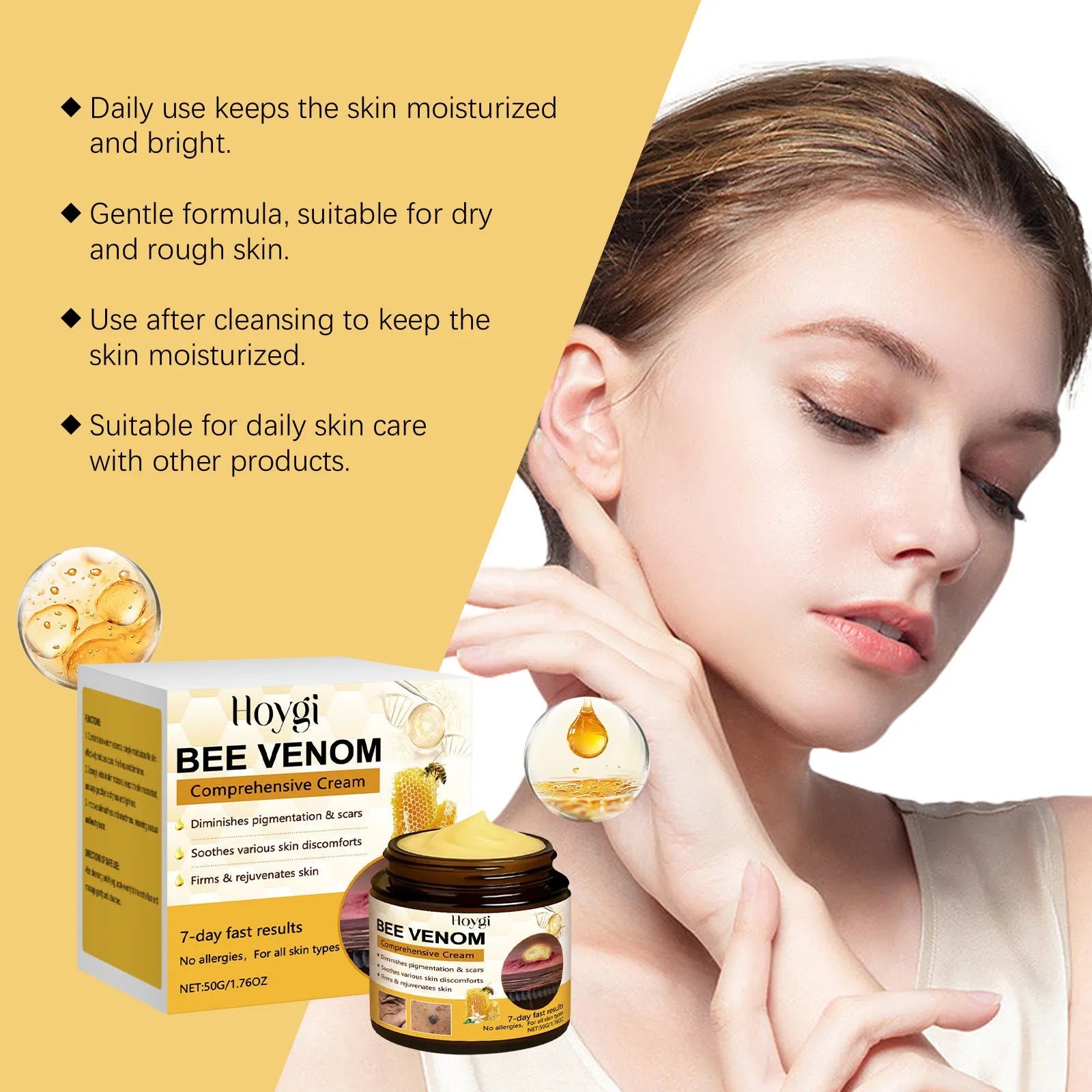 50g jar of neck cream with hyaluronic acid, collagen and peptides for neck and décolletage skincare