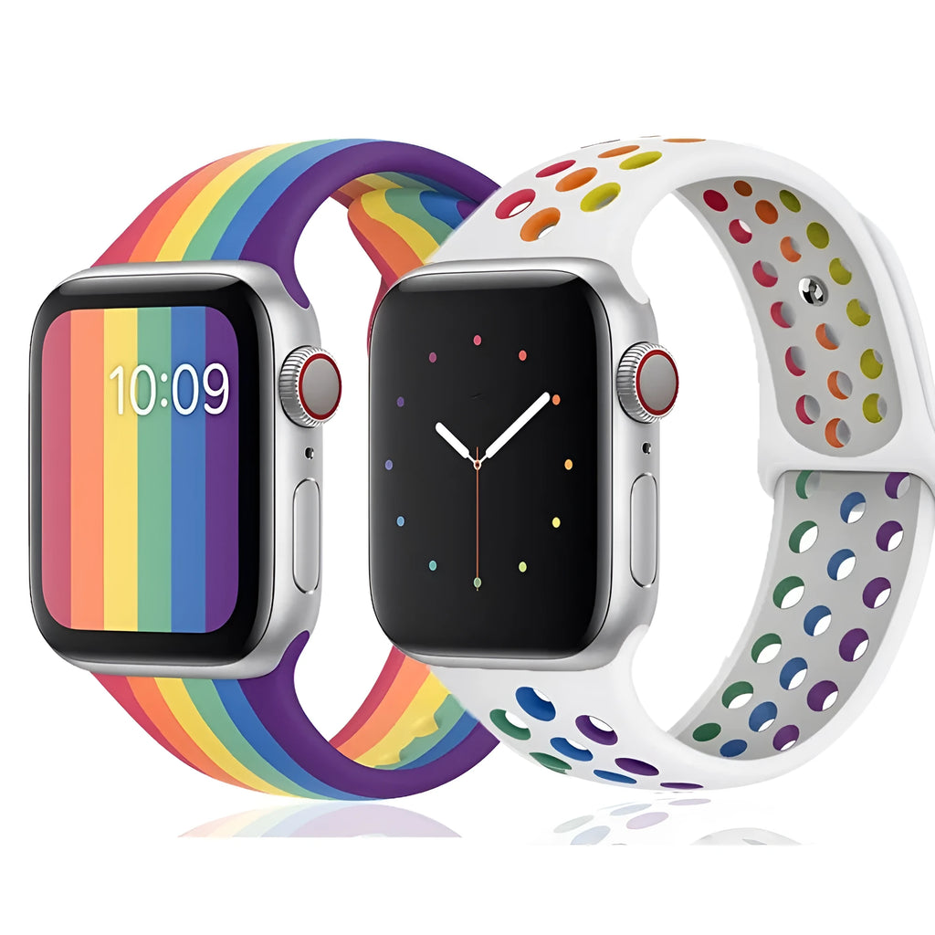 Black silicone sports wristband with a silver single-buckle closure on a wrist.