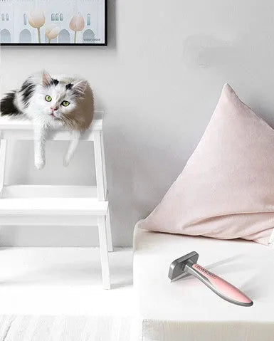 T9 series pet hair removal comb in pink with stainless steel teeth for cats and dogs