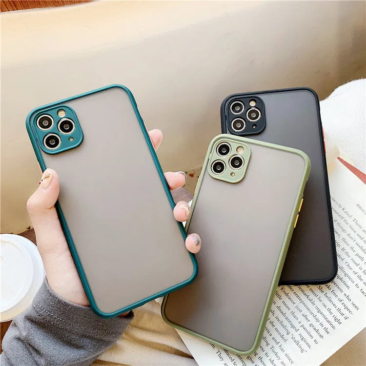 Frosted transparent TPU silicone phone case back cover for iPhone, colour black, business style