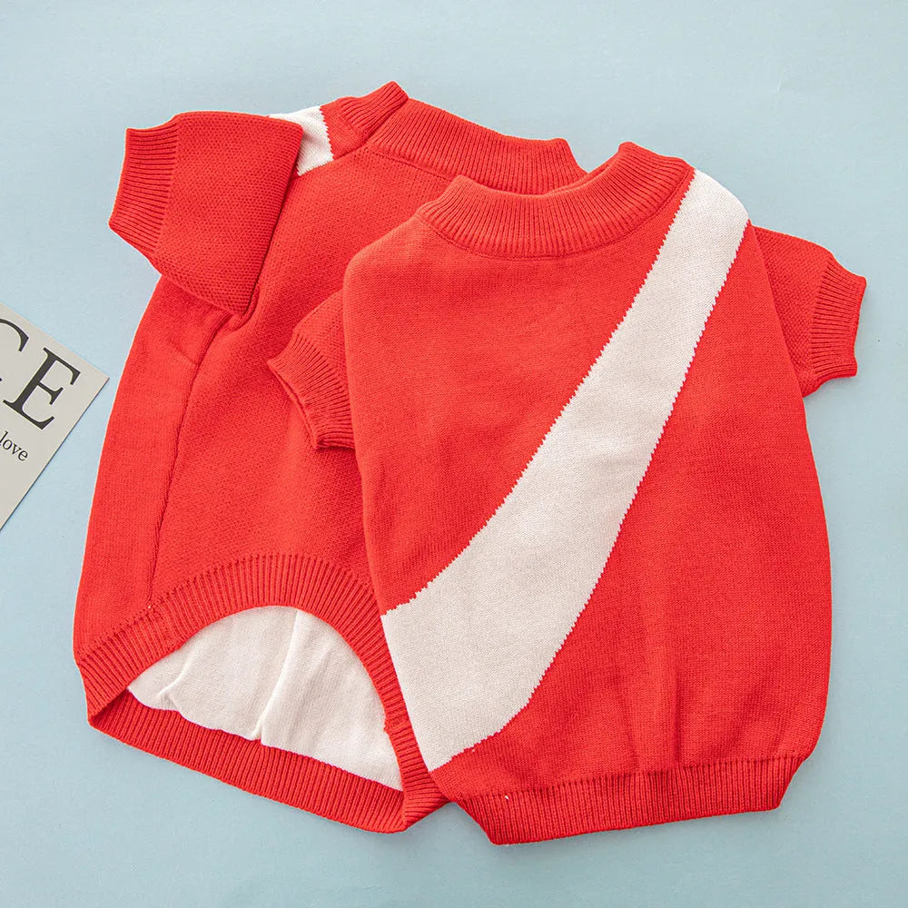 Wool pet sweater for dogs in six colours including orange red and sapphire blue