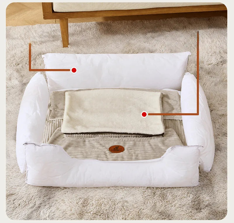 Universal four season dog cat kennel with removable cushion in coffee or white colour
