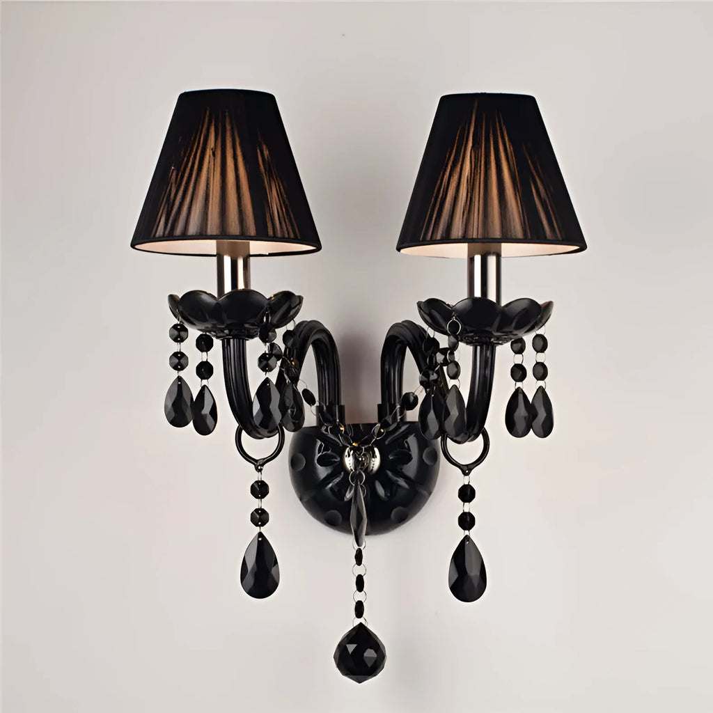 Double head crystal wall lamp, European style, 340mm diameter, 430mm height, 220V, black or white wall light