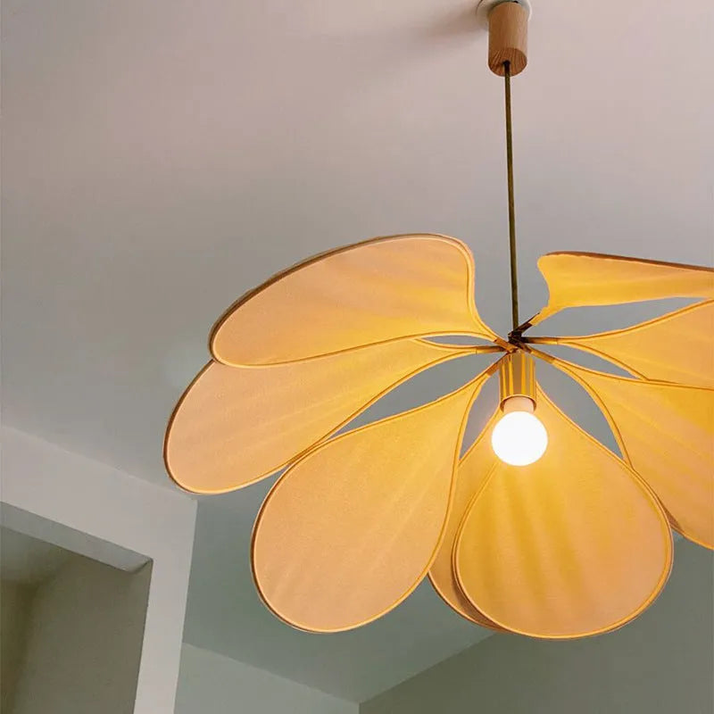 Bohemian style fabric hanging pendant lamp in a choice of colours and diameters.