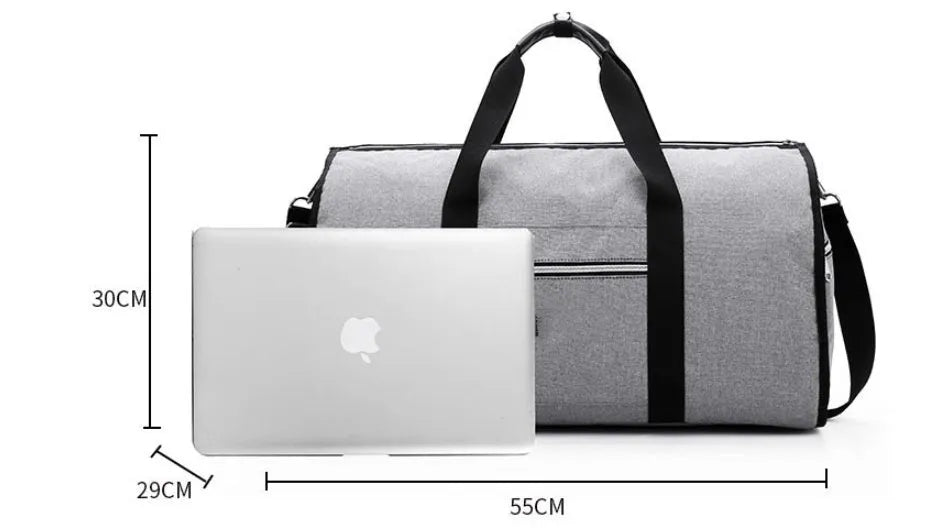 Medium cylindrical travel bag in waterproof Oxford cloth, shown in red with zipper pocket open.