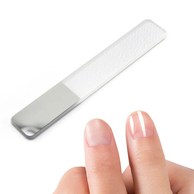 Transparent nano glass nail file 9 x 1.3 x 0.2 cm for physical nail polishing without polish
