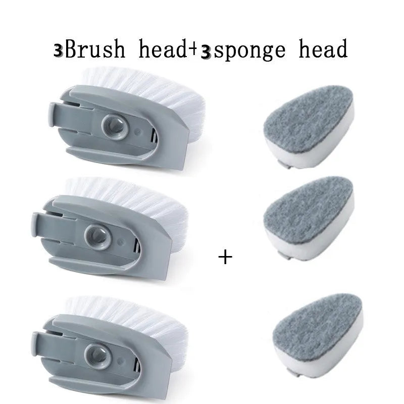 2 in 1 long handle cleaning brush with removable head and sponge for kitchen dishes