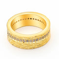 Gold geometric zircon ring on copper base in women's sizes 6, 7, and 8