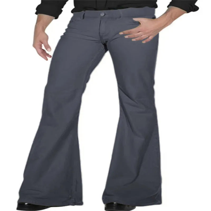 Solid colour stretch slim retro bell-bottom pants for women, high elasticity polyester, mid waist, zip placket, 11 colours available