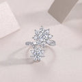 Petal Morning Dew 1-carat moissanite wedding ring set with S925 silver platinum-plated band on white background