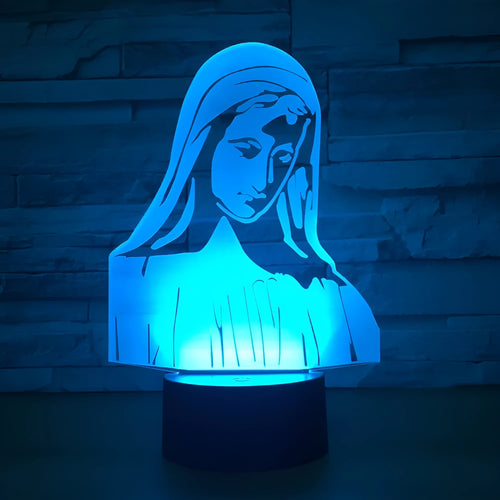 3D LED night light with laser engraved acrylic plate showing dual ring pattern, ABS base with touch controls