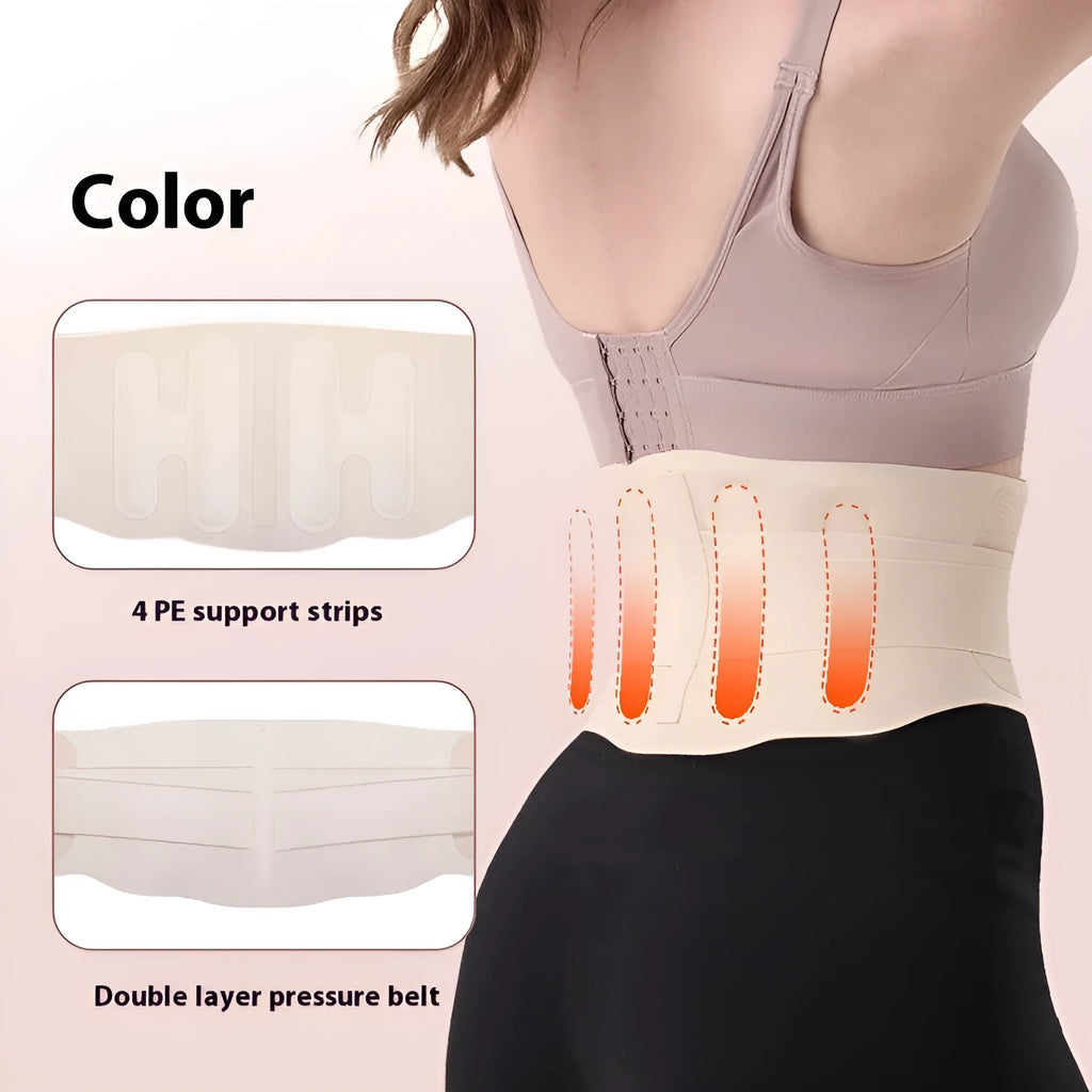 Strong thin breathable waist supporter with PE support bars in black for women's exercise lumbar compression