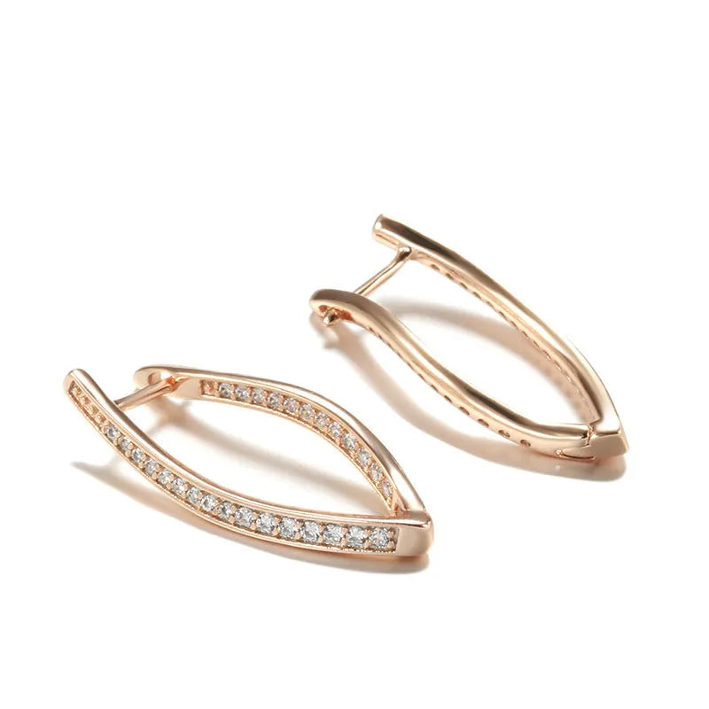 Geometric copper ear drops with zircon accents in H0493 colour