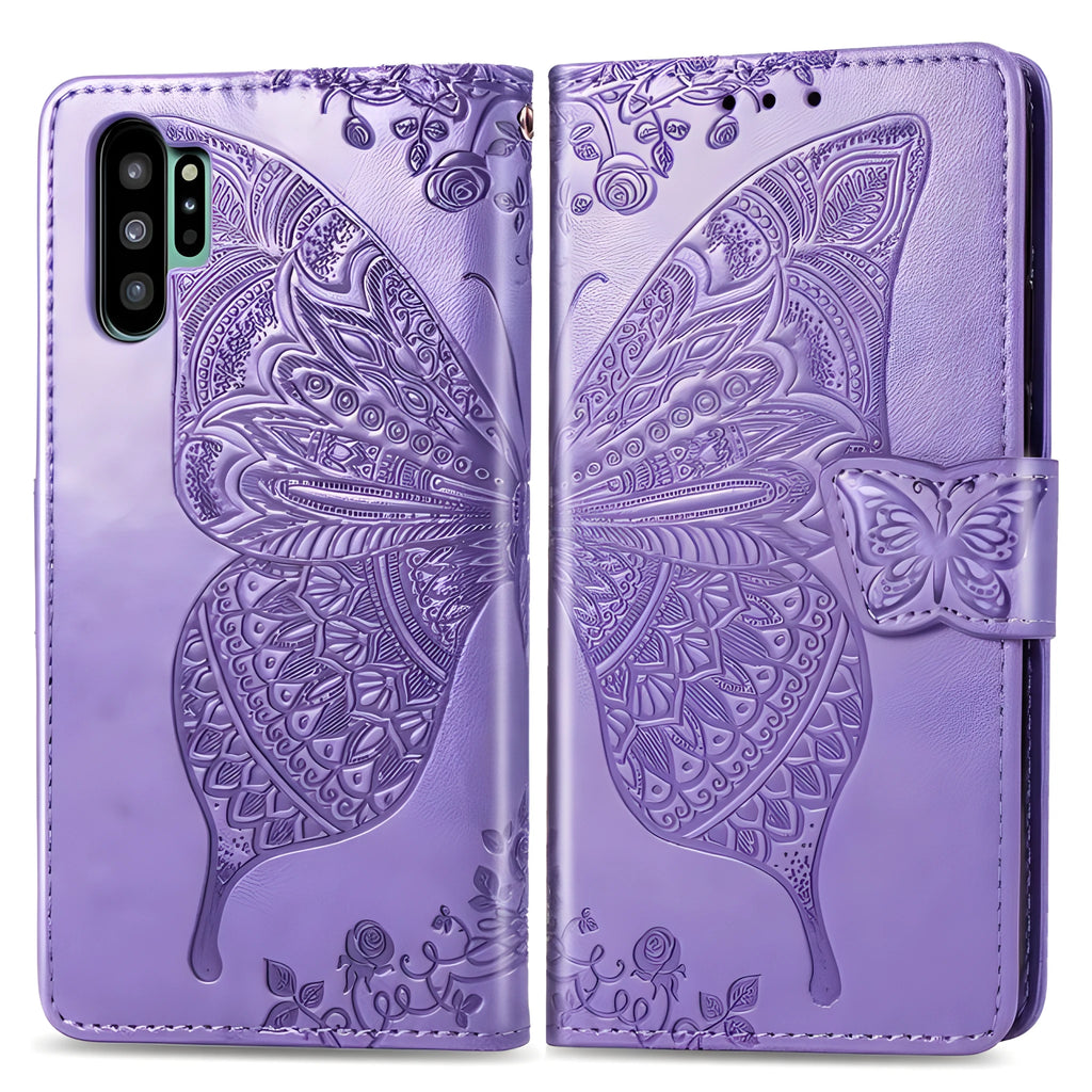 Flower butterfly embossed TPU phone case for Samsung, black colour, clamshell style