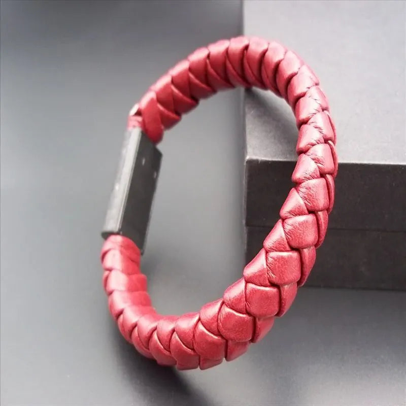 Leather woven data cable bracelet with USB Micro USB 8PIN, 22cm 24cm, black dark blue coffee gold red white