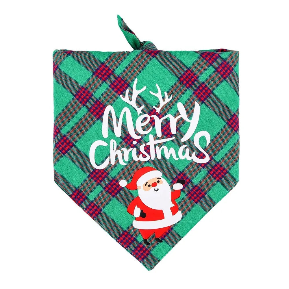 Christmas dog bib in pure cotton with classic snowman pattern, size L65x45x45cm