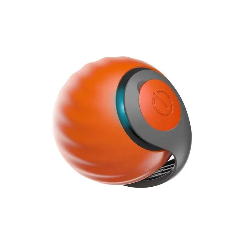 Interactive red rolling ball pet toy for cats and dogs with touch control activation