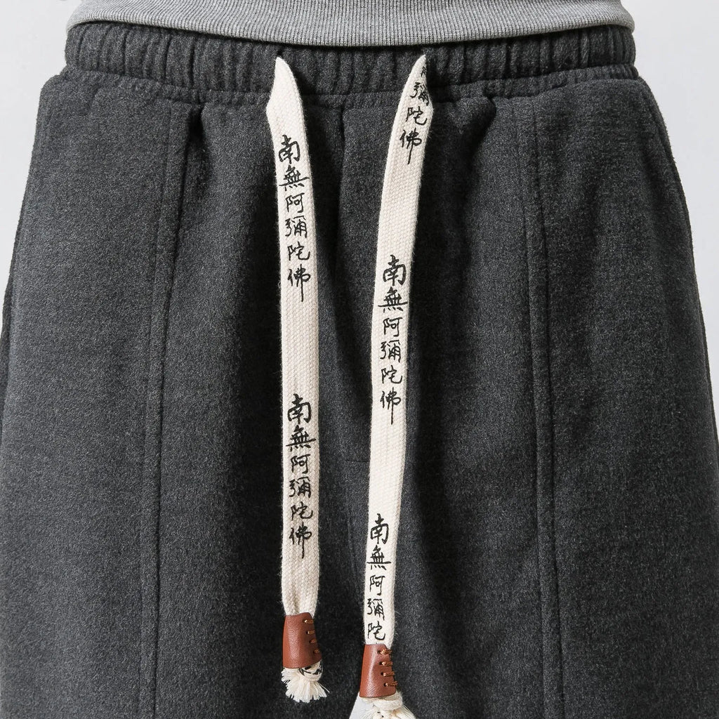 Teen loose fit harem casual pants in dark grey with elastic waist and slant pockets