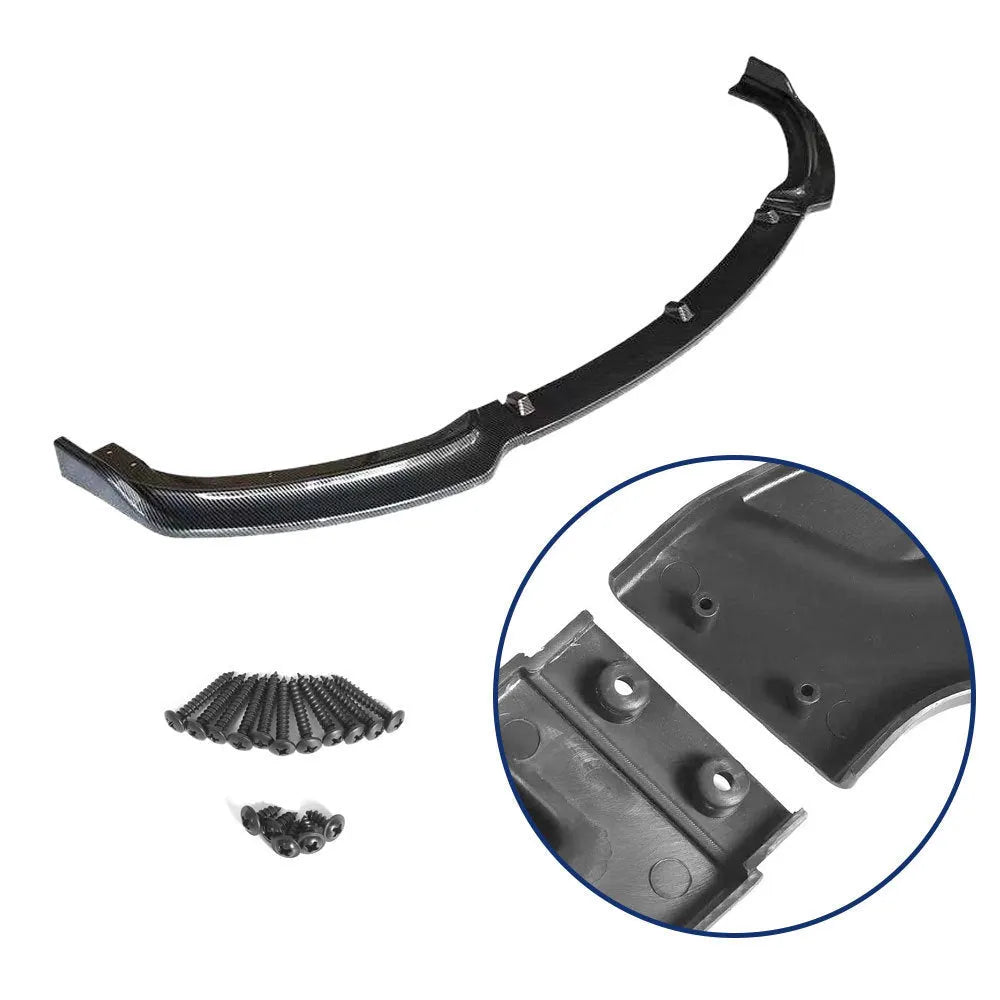 Three-piece black front bumper lip spoiler kit for BMW F30 F35 3 Series cars