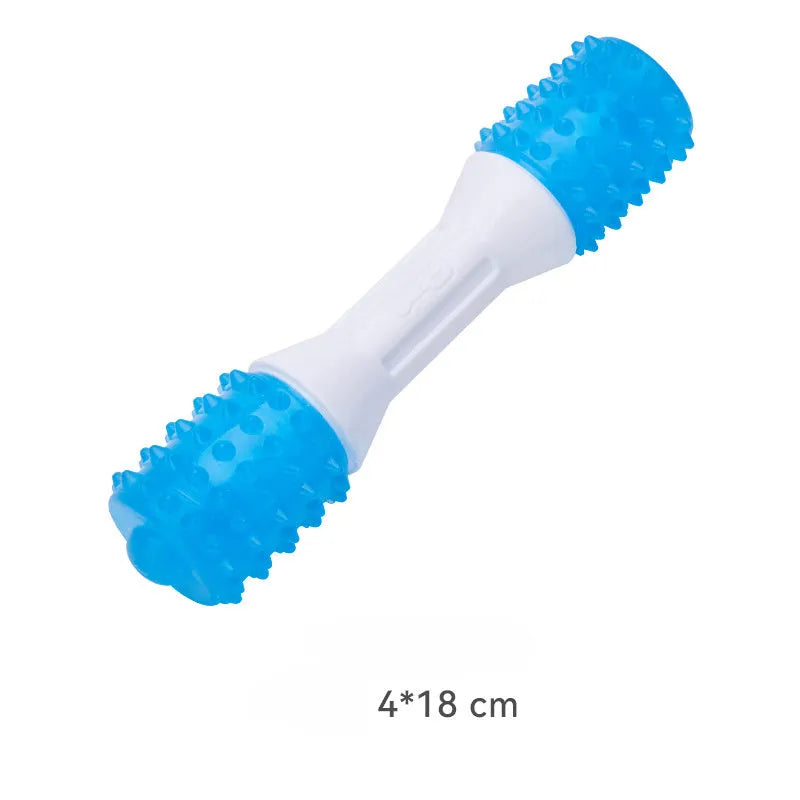 Dual-colour puppy teething chew toy for gentle chewers made from TPR and PU materials.