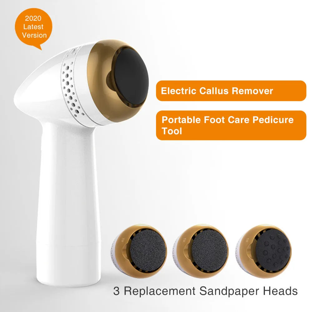 Electric vacuum foot grinder with a refined quartz grinding head in a gold finish.
