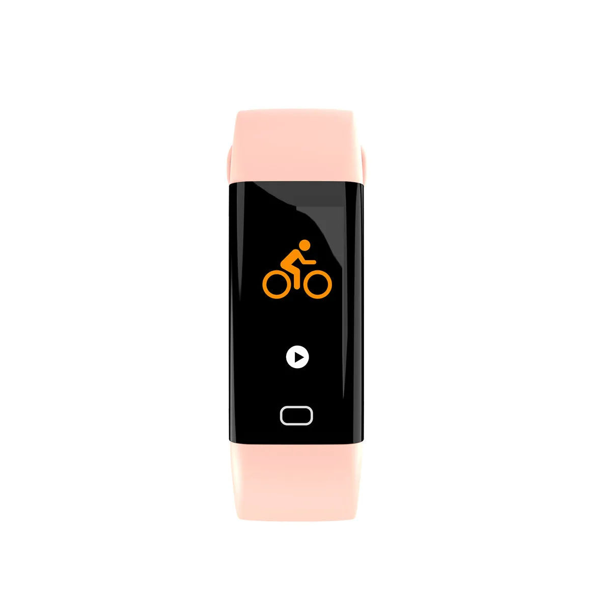 Big screen smart band fitness tracker with colourful strap options on wrist.