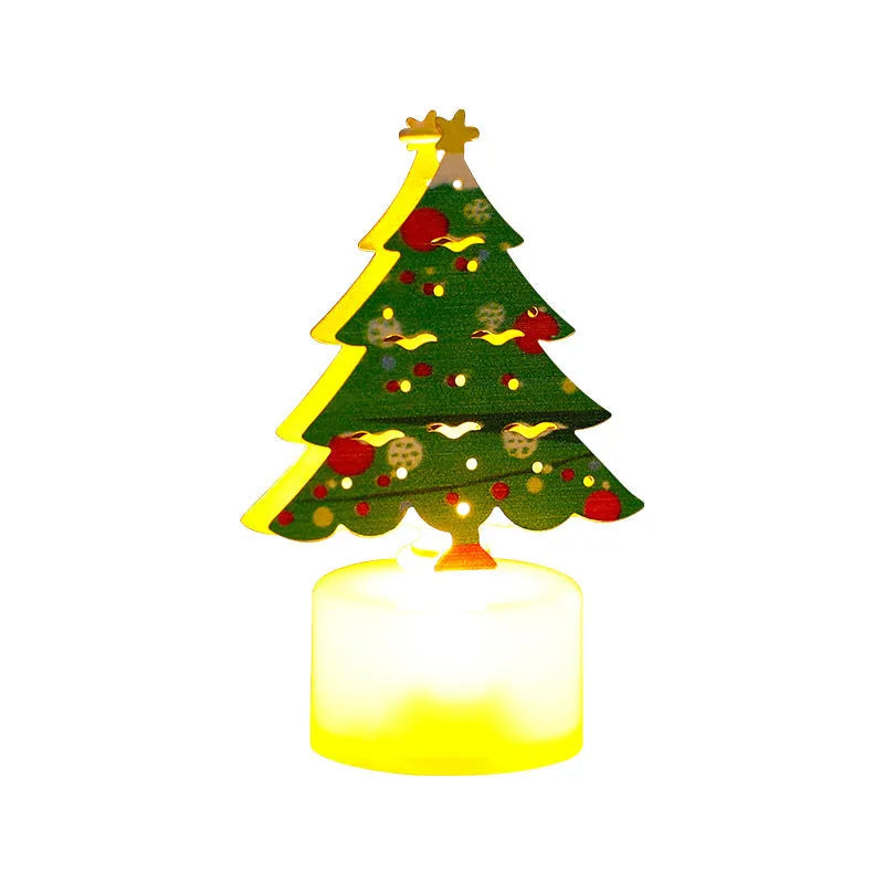 LED electronic candle lights including Santa Claus, snowman, Christmas tree, and bell shapes