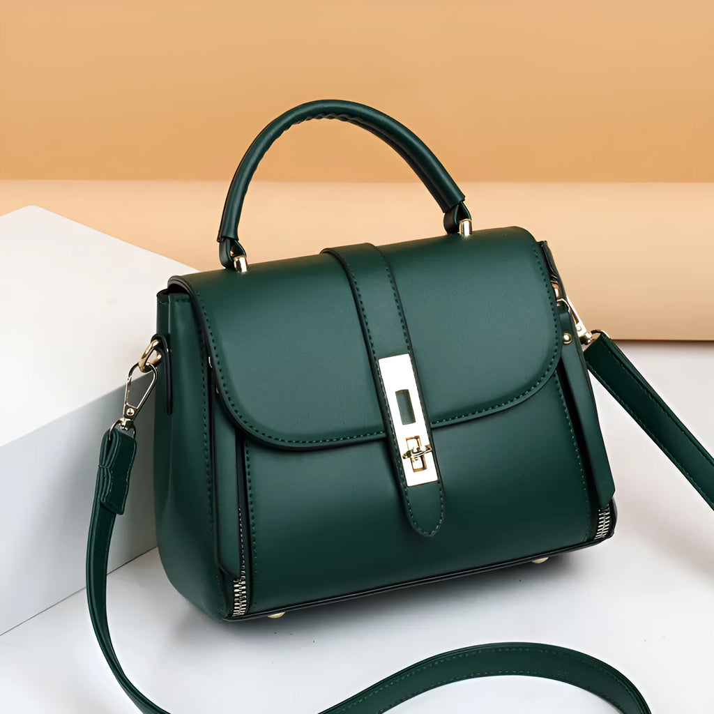 Women's square vertical messenger bag in soft PU leather with adjustable shoulder strap