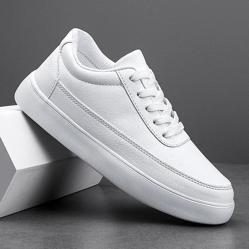 Women's leather flat casual shoes with front lace-up in white, silver, or gold colours