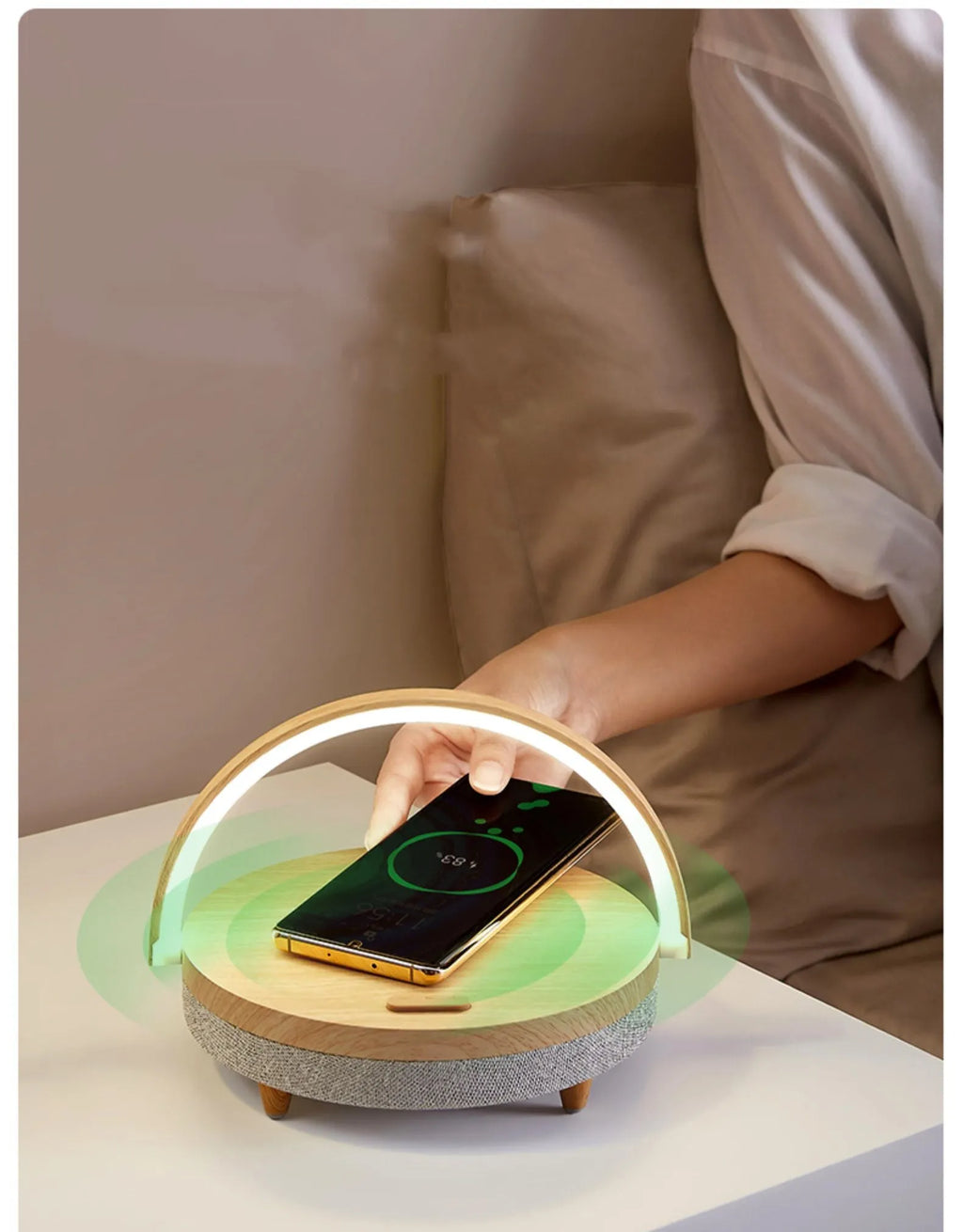 Multi-function wireless charging night light with Bluetooth speaker and touch switch