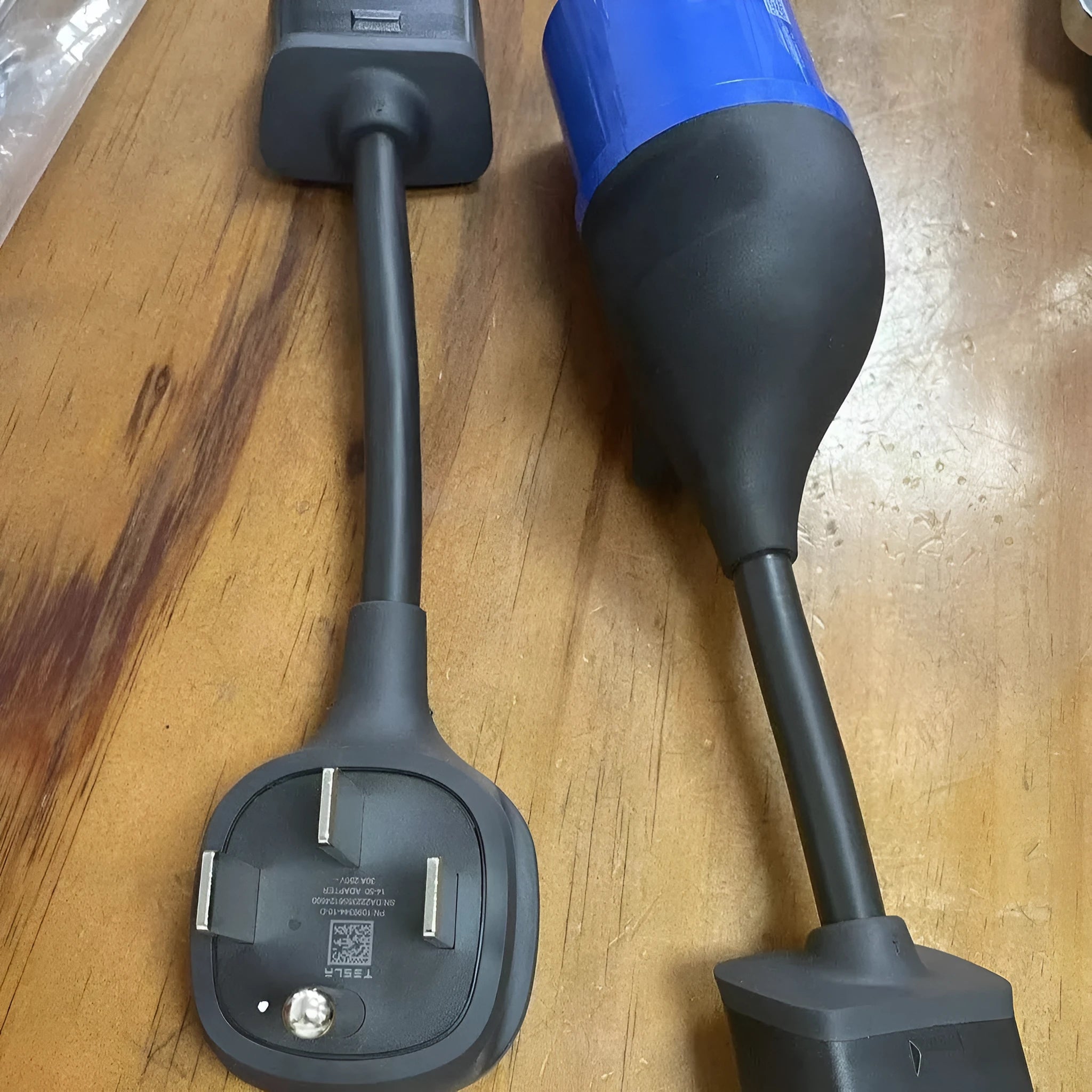 American plug to car charger adapter cable with white sheath on a grey background.