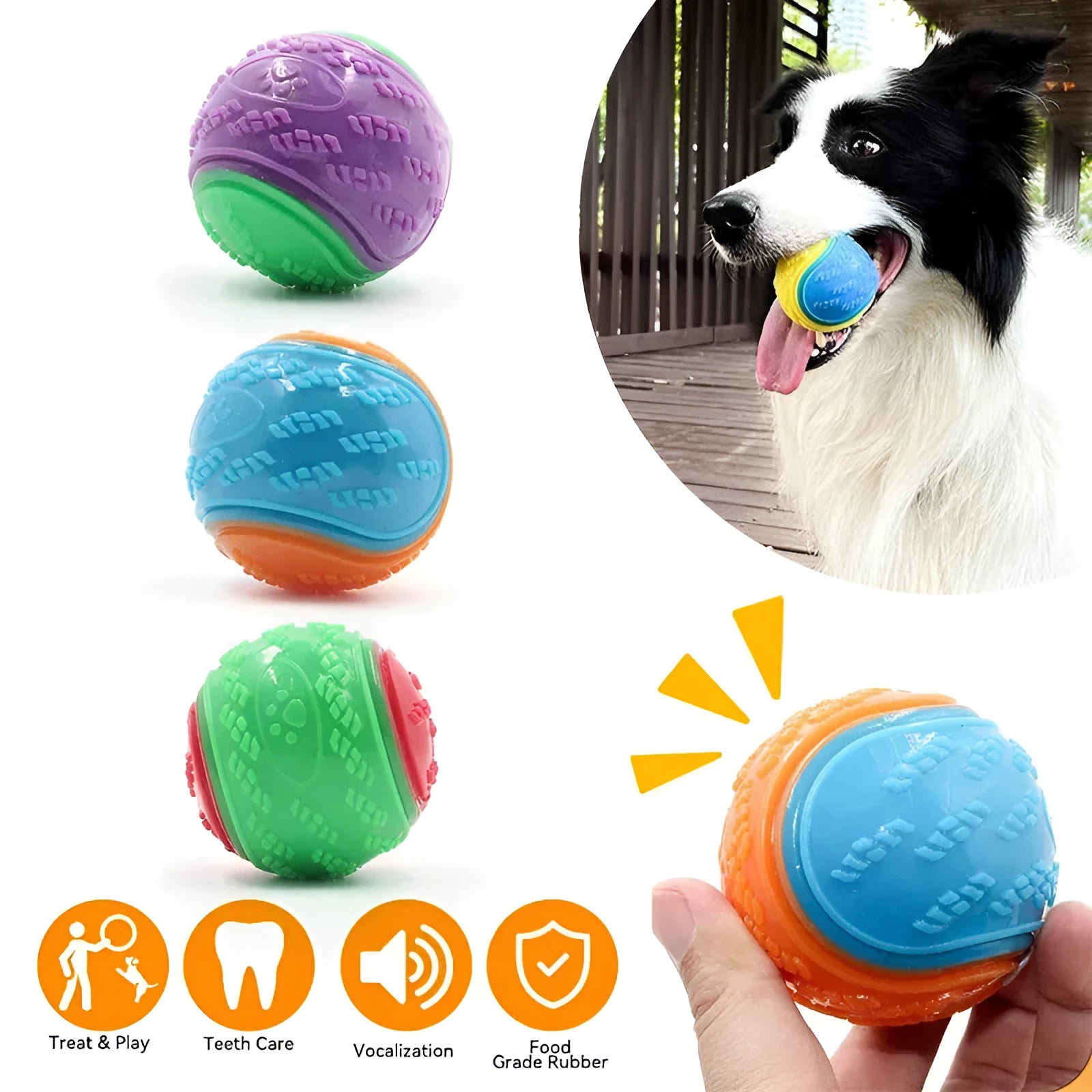 Dog Molar Long Lasting Ball TPR Toy – random colour rubber chew ball for pets