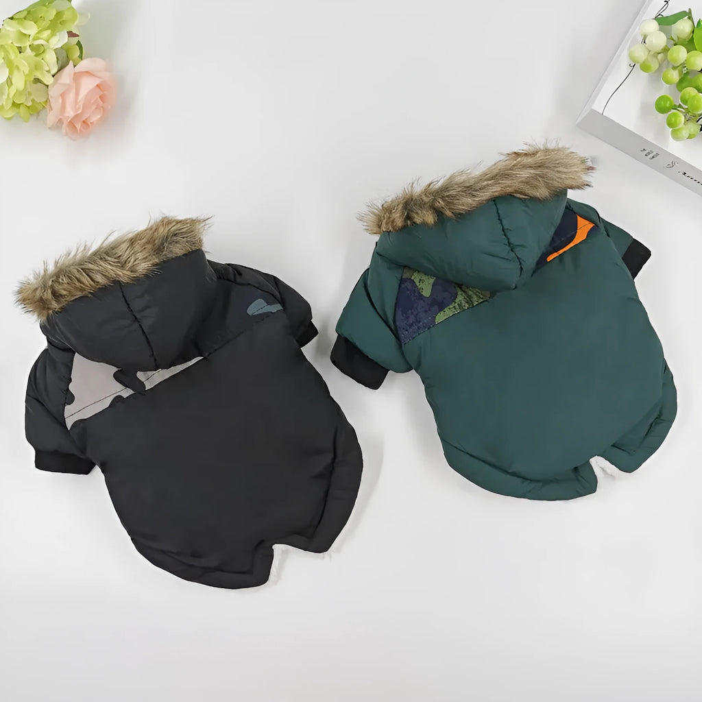 Blue thickened cotton warm pet dog coat jacket with buttons on side