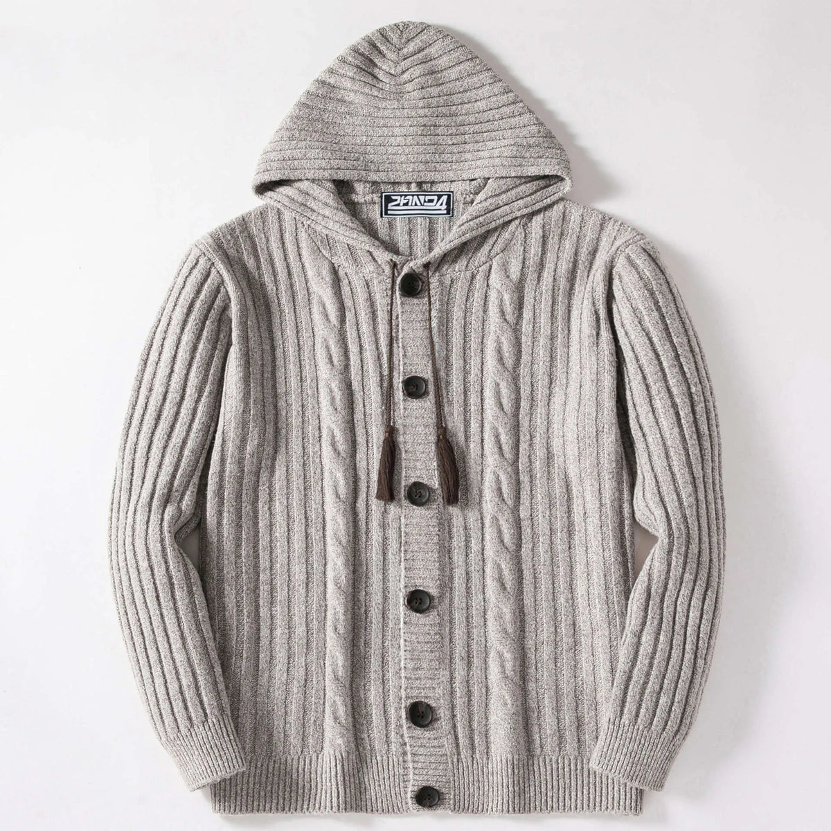 Grey flower velvet cardigan sweater for men, straight fit, sizes M to 3XL, autumn winter street fashion knitwear