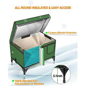 Green foldable cloth cat cage shown in three size options: S, M and L.